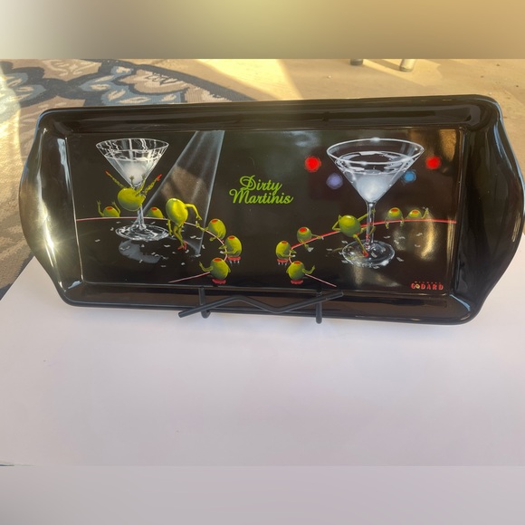 RARE* Santa Barbara Ceramics Michael Godard Serving Tray Dirty Martini Olive Art - Picture 3 of 3